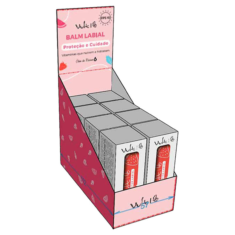 Vult Balm Morango - Protetor Labial Display com 8 3,5g