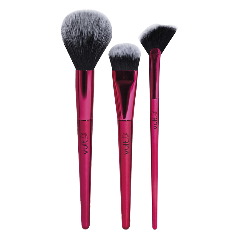 Vult Make - Kit Pincel Multifuncional + Pincel de Contorno + Pincel Iluminador
