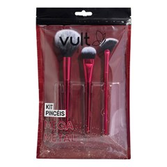 Vult Make - Kit Pincel Multifuncional + Pincel de Contorno + Pincel Iluminador