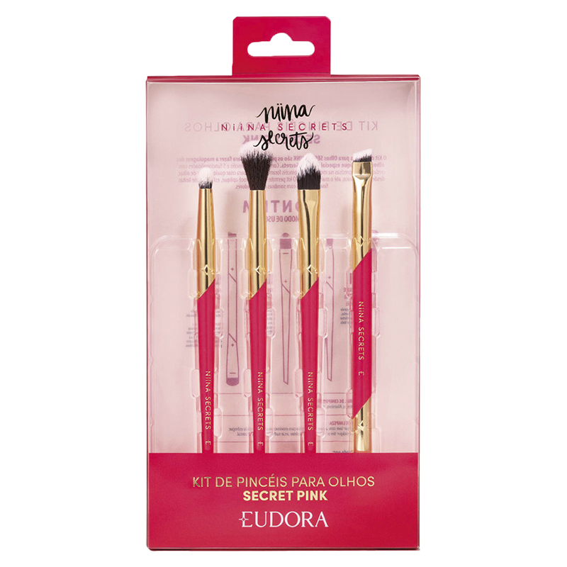 Eudora Niina Secrets Secret Pink - Kit 4 Pincéis para Olhos