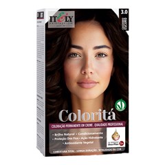 Itely Coloritá Castanho Escuro - Kit Bisnaga Coloração nº 3.0 50g + Emulsão Reveladora 75ml + Creme de Tratamento Pós Coloração 15g