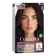 Itely Coloritá Castanho Médio - Kit Bisnaga Coloração nº 4.0 50g + Emulsão Reveladora 75ml + Creme de Tratamento Pós Coloração 15g