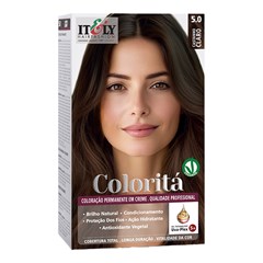 Itely Coloritá Castanho Claro - Kit Bisnaga Coloração nº 5.0 50g + Emulsão Reveladora 75ml + Creme de Tratamento Pós Coloração 15g