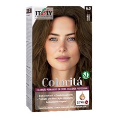 Itely Coloritá Louro Escuro - Kit Bisnaga Coloração nº 6.0 50g + Emulsão Reveladora 75ml + Creme de Tratamento Pós Coloração 15g