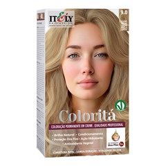 Itely Coloritá Louro Muito Claro - Kit Bisnaga Coloração nº 9.0 50g + Emulsão Reveladora 75ml + Creme de Tratamento Pós Coloração 15g
