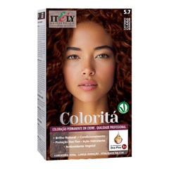 Itely Coloritá Castanho Claro Marrom - Kit Bisnaga Coloração nº 5.7 50g + Emulsão Reveladora 75ml + Creme de Tratamento Pós Coloração 15g