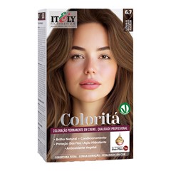 Itely Coloritá Louro Escuro Marrom - Kit Bisnaga Coloração nº 6.7 50g + Emulsão Reveladora 75ml + Creme de Tratamento Pós Coloração 15g