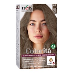 Itely Coloritá Louro Claro Acinzentado - Kit Bisnaga Coloração nº 8.1 50g + Emulsão Reveladora 75ml + Creme de Tratamento Pós Coloração 15g