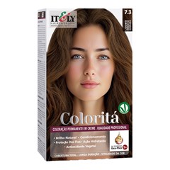 Itely Coloritá Louro Médio Dourado - Kit Bisnaga Coloração nº 7.3 50g + Emulsão Reveladora 75ml + Creme de Tratamento Pós Coloração 15g