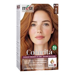 Itely Coloritá Louro Claro Dourado Cobre - Kit Bisnaga Coloração nº 8.34 50g + Emulsão Reveladora 75ml + Creme de Tratamento Pós Coloração 15g