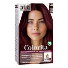 Itely Coloritá Castanho Médio Vermelho Intenso - Kit Bisnaga Coloração nº 4.66 50g + Emulsão Reveladora 75ml + Creme de Tratamento Pós Coloração 15g