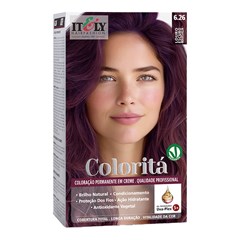 Itely Coloritá Louro Escuro Marsala - Kit Bisnaga Coloração nº 6.26 50g + Emulsão Reveladora 75ml + Creme de Tratamento Pós Coloração 15g