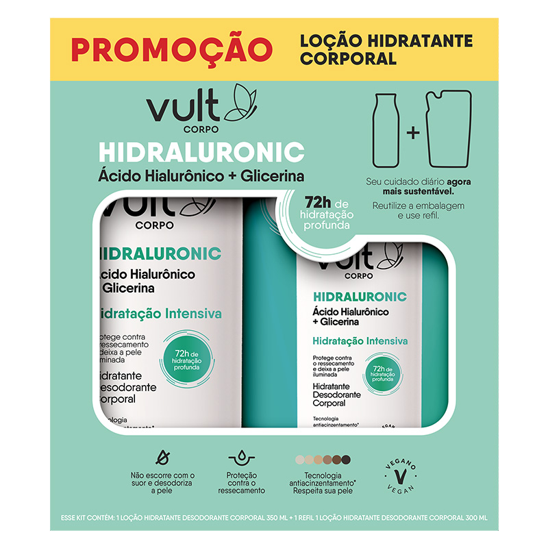 Vult Corpo Hidratação Intensiva - Kit Hidratante 350ml + Refil Hidratante 350ml