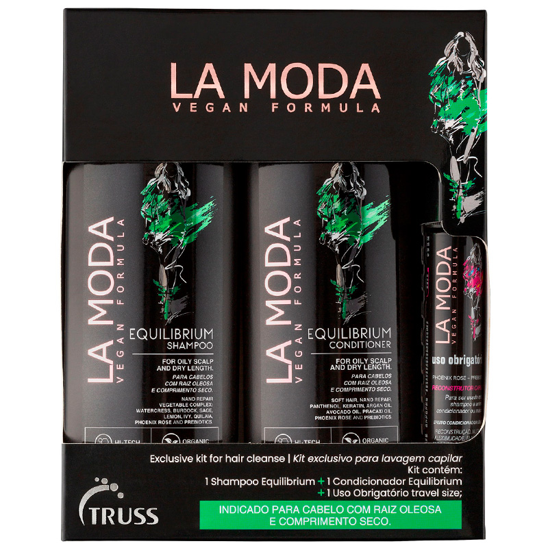La Moda Equilibrium - Kit Shampoo 300ml + Condicionador 300ml + Spray Reconstrutor 30ml