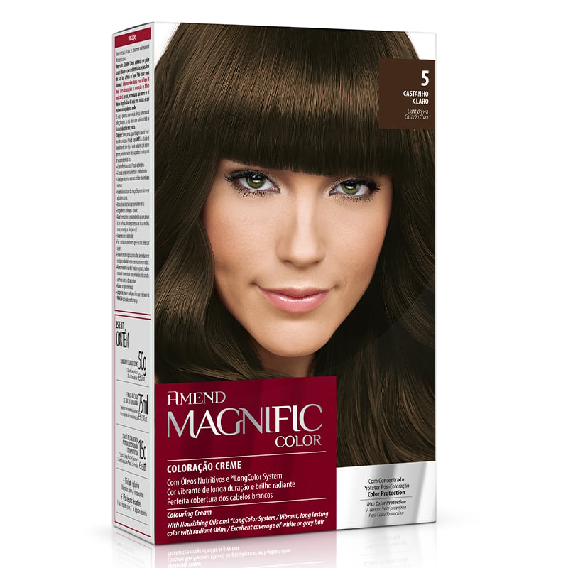 Amend Magnific Color Castanho Claro - Kit Bisnaga Coloração nº 5 40g + Emulsão Reveladora 60ml + Concentrado Protetor Pós Coloração Synergy Color 15g