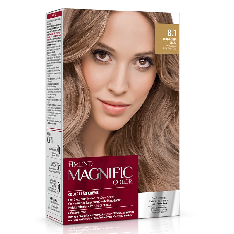 Amend Magnific Color Louro Cinza Claro - Kit Bisnaga Coloração nº 8.1 40g + Emulsão Reveladora 60ml + Concentrado Protetor Pós Coloração Synergy Color 15g