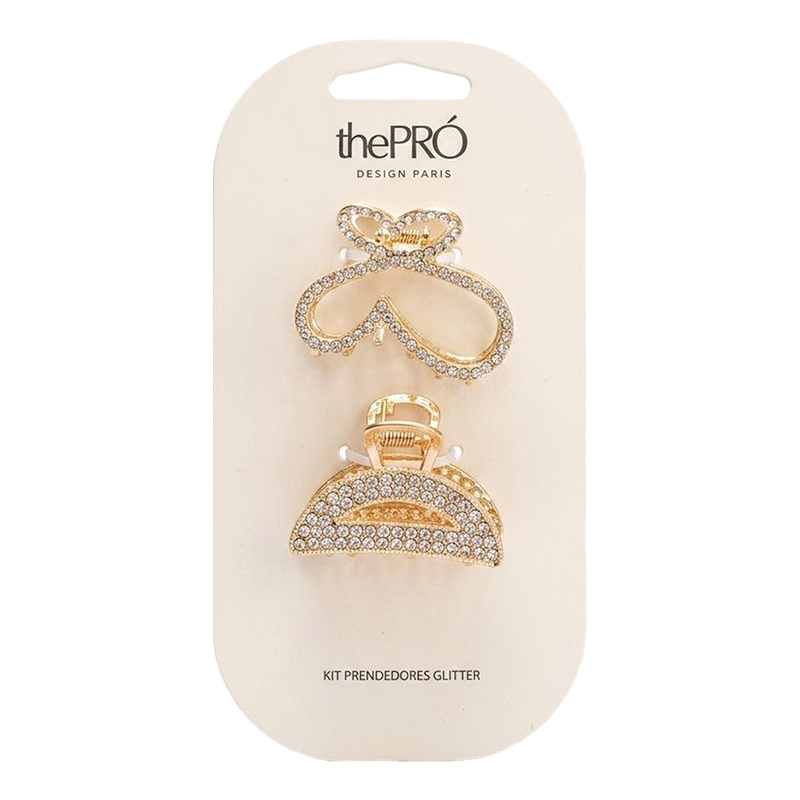 thePRÓ Glitter Borboleta e Meia Lua - Kit Prendedores de Cabelo Com 2 Unidades - Ref. 24185