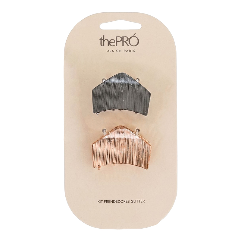 thePRÓ Glitter Preta e Rosé - Kit Prendedores de Cabelo Com 2 Unidades - Ref. 24191