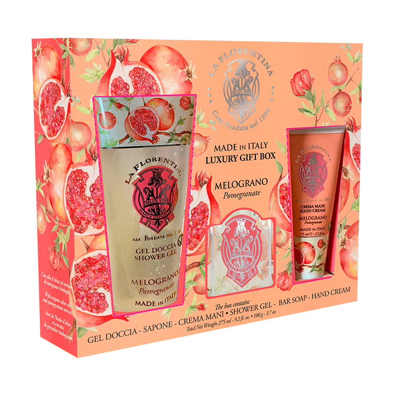 La Florentina Melograno - Kit Big Ritual Creme Para As Mãos 75ml + Sabonete em Barra 106g + Gel De Banho 200ml