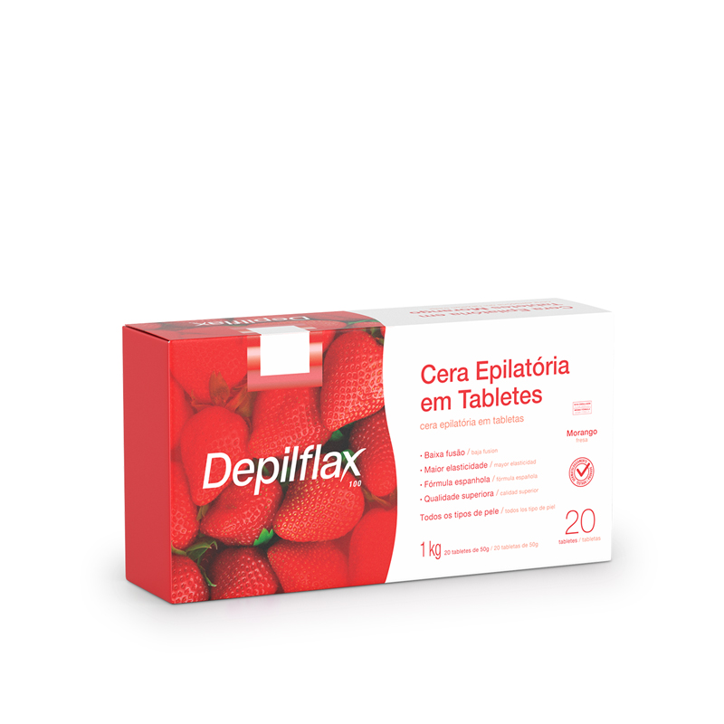 Depilflax Morango - Cera Quente em Tabletes 1kg