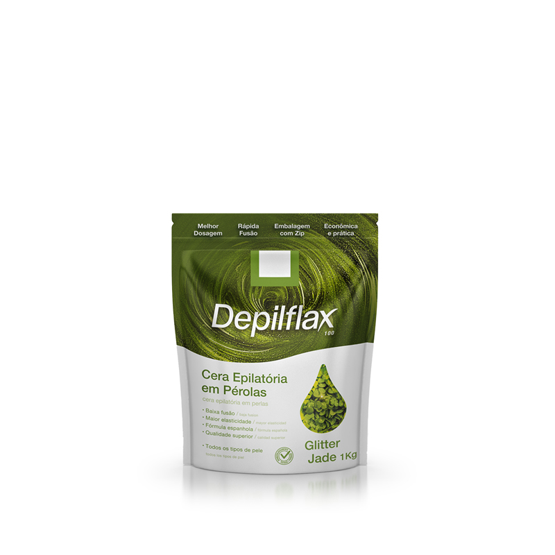 Depilflax Glitter Jade - Cera Quente em Pérolas 1kg