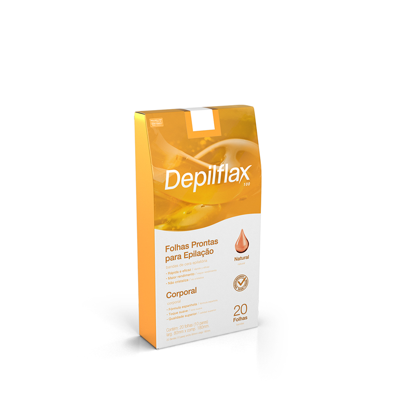 Depilflax Natural - Folhas Prontas Corporais com 20 Folhas