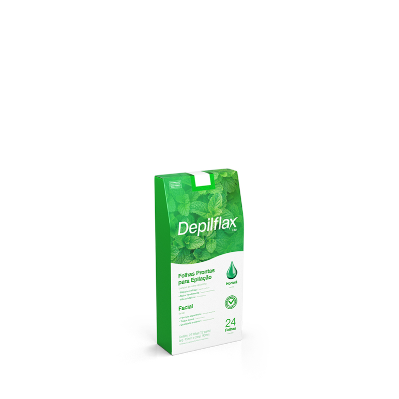 Depilflax Hortelã - Folhas Prontas Faciais com 24 Folhas