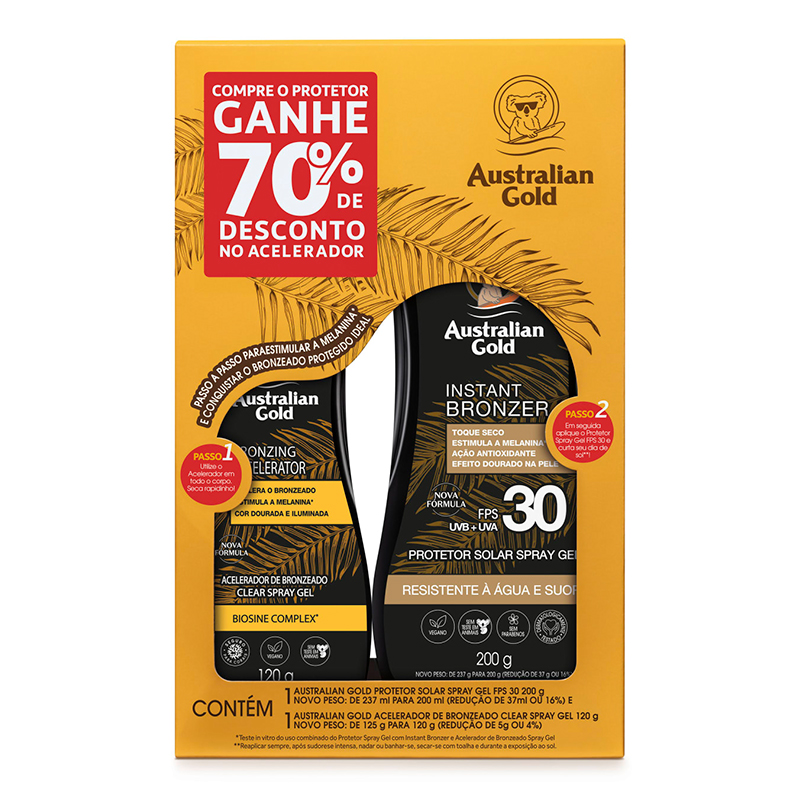 Australian Gold - Kit Protetor Solar FPS 30 200g + Bronzeador 200g