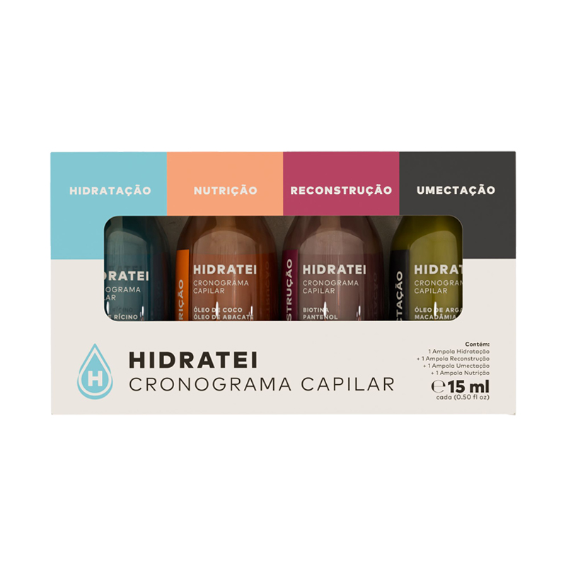 Hidratei - Kit Ampolas Cronograma Capilar 15ml