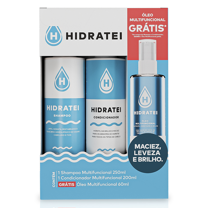 Hidratei - Kit Shampoo 250ml + Condicionador 200ml + Óleo Capilar 60ml