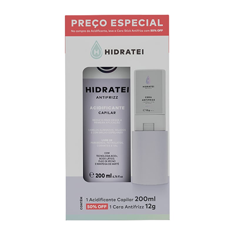 Hidratei Antifrizz - Kit Acidifcante Capilar 200g + Cera Capilar 12g