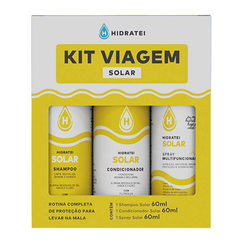 Hidratei Solar - Kit Viagem Shampoo 60 ml + Condicionador 60ml + Spray 60ml