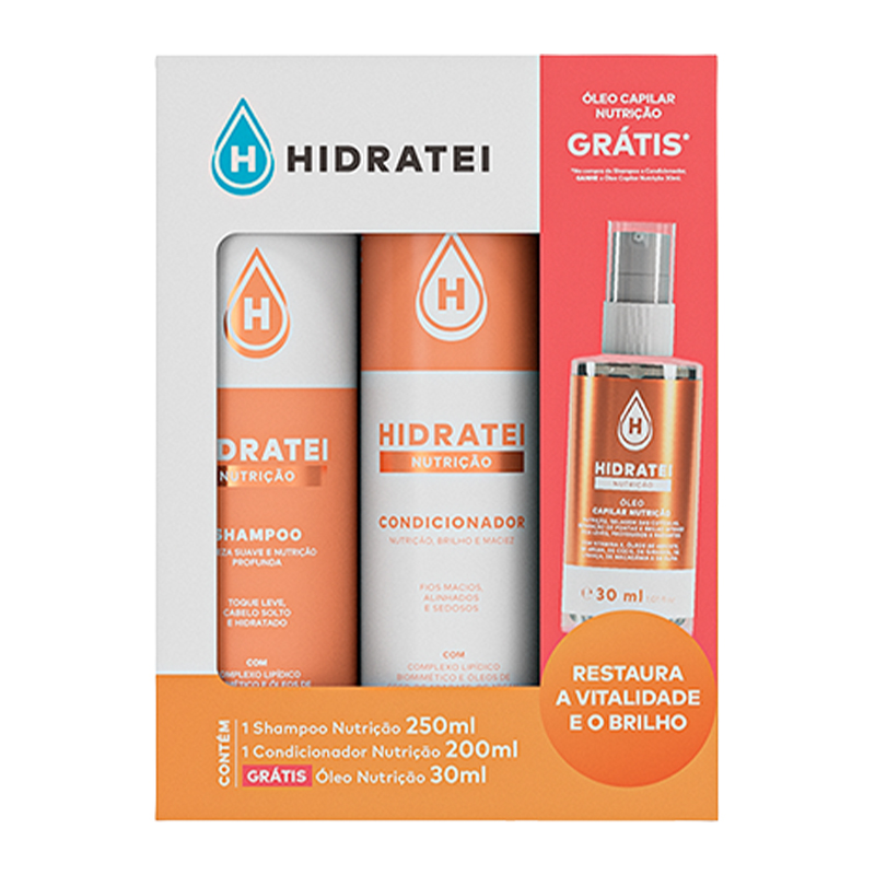 Hidratei Nutrição - Kit Shampoo 250ml + Condicionador 200ml + Óleo Capilar 30ml