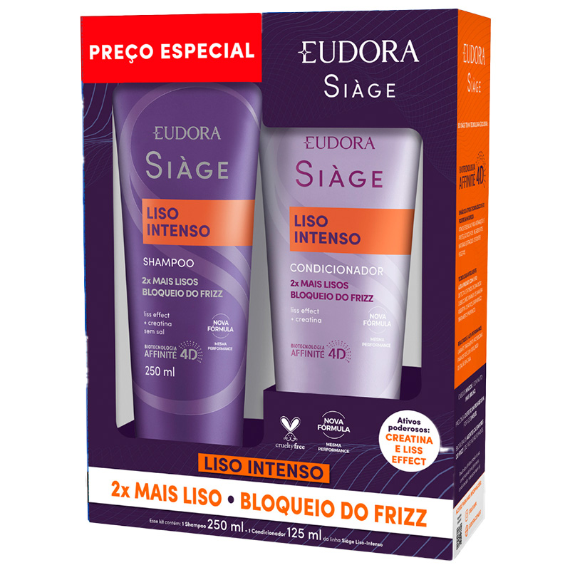 Eudora Siàge Liso Intenso - Kit Shampoo 250ml + Condicionador 125ml