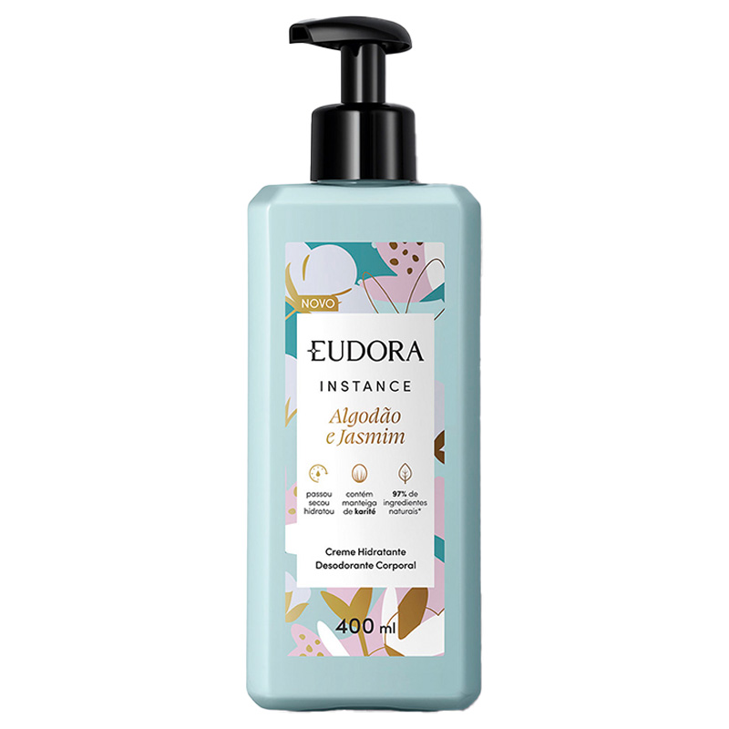 Eudora Instance Algodão e Jasmim - Hidratante Desodorante Corporal 400ml