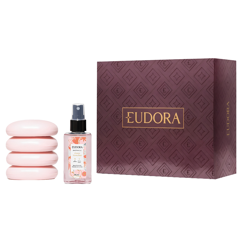 Kit Presente Instance Frutas Vermelhas - Sabonete em Barra 4x80g + Spray Corporal 75ml