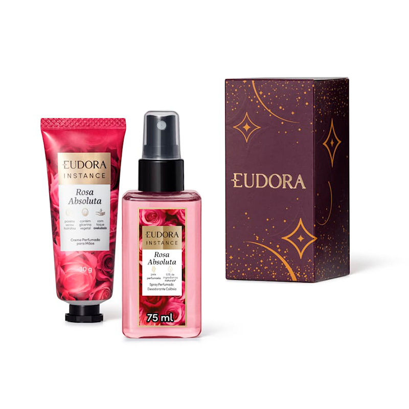 Eudora Instance Rosa Absoluta - Kit Presenteável Hidratante de Mãos 30g + Spray Corporal 75ml