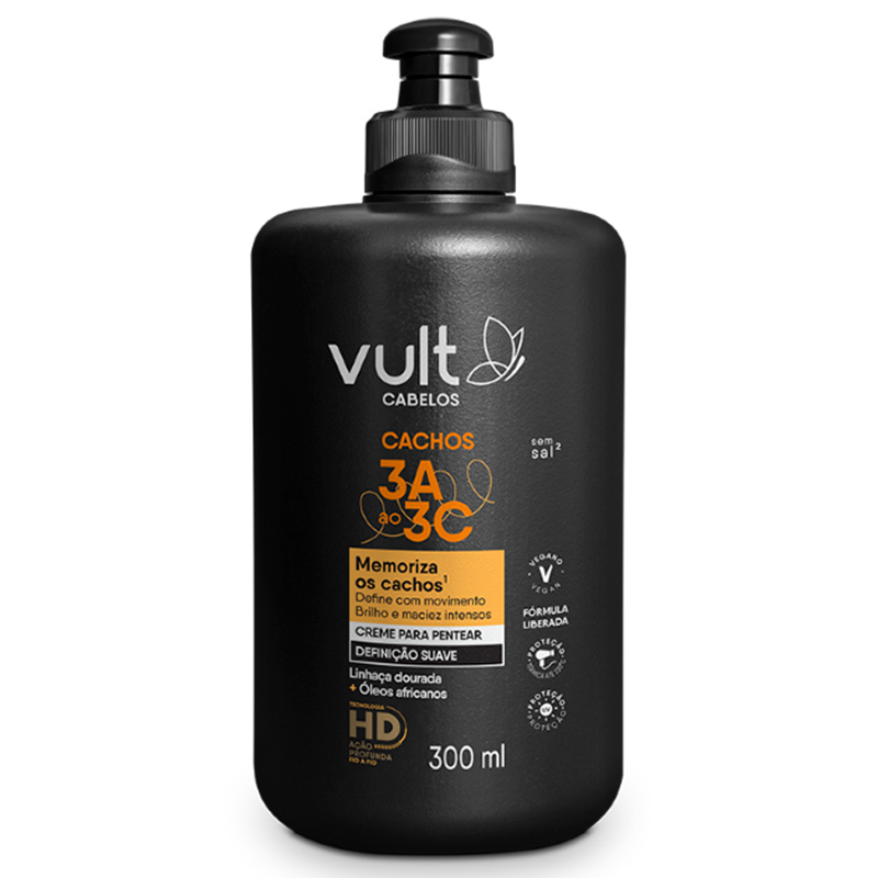 Vult Cabelos Cachos 3A ao 3C - Creme de Pentear Suave 300ml