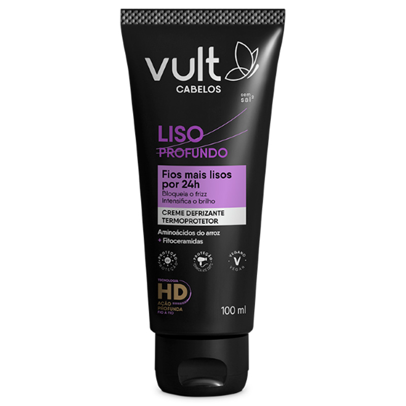 Vult Cabelos Liso Profundo - Creme Defrizante Termoprotetor 100ml