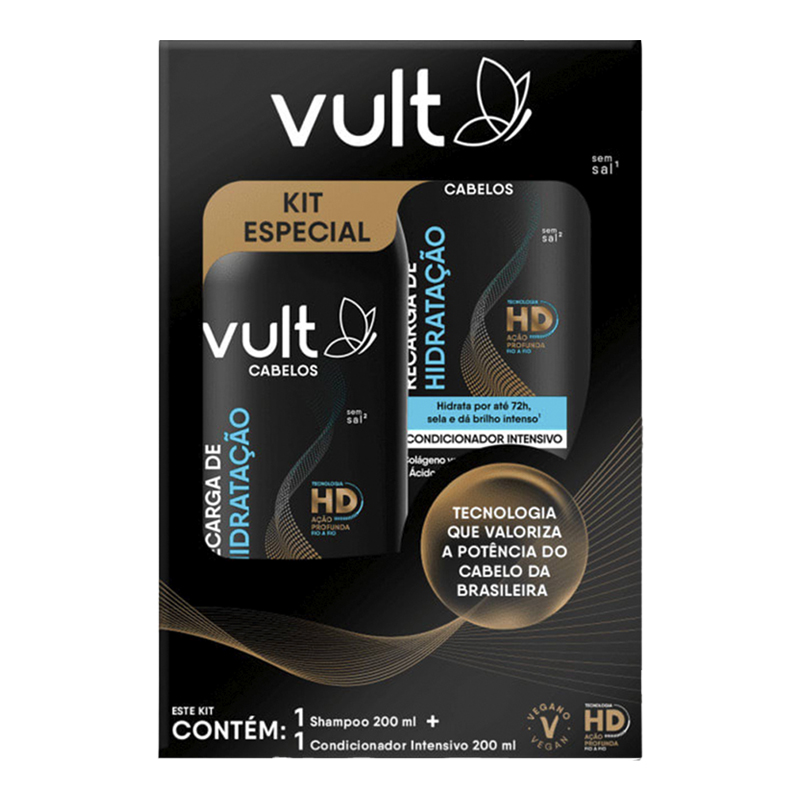 Vult Cabelos Recarga de Hidratação - Kit Shampoo 200ml + Condicionador 200ml