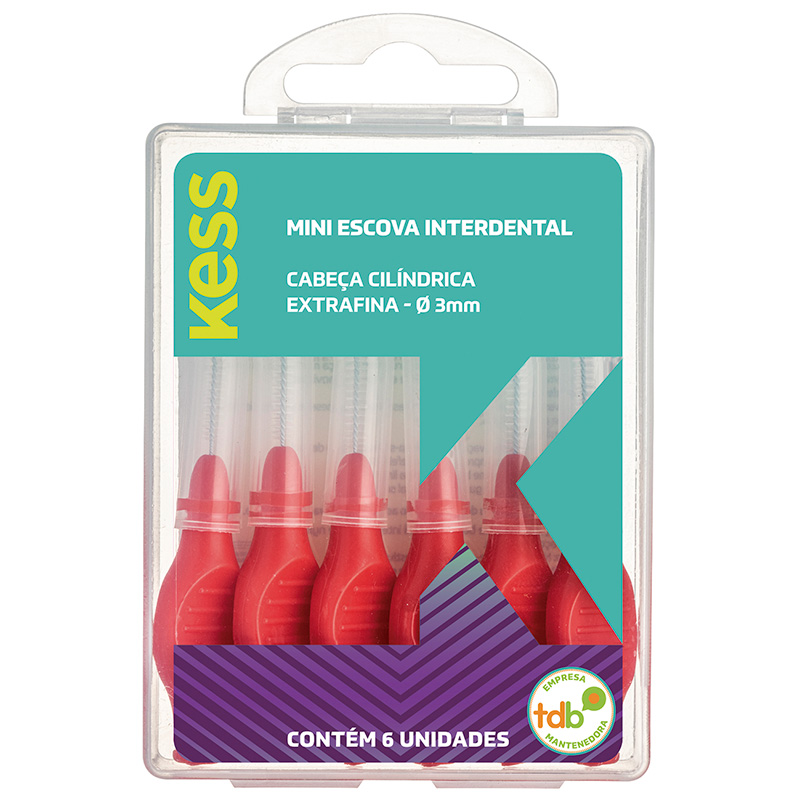 Kess - Mini Escova Interdental Cilíndrica Extrafina 3mm com 6 - Ref. 2005