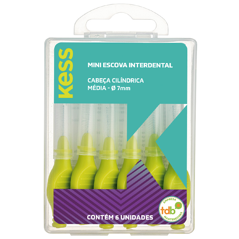 Kess - Mini Escova Interdental Cilíndrica Média 7mm com 6 - Ref. 2006