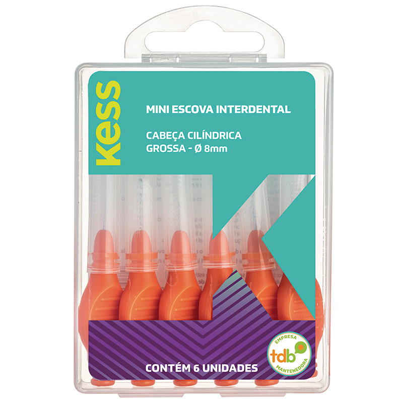 Kess - Mini Escova Interdental Cilíndrica Grossa 8mm com 6 - Ref. 2007