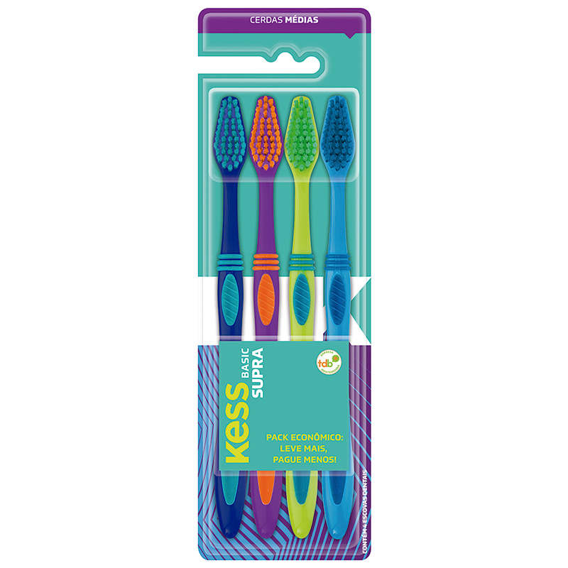 Kess Basic Supra - Pack com 4 Escovas Dentais Macias - Ref. 2017