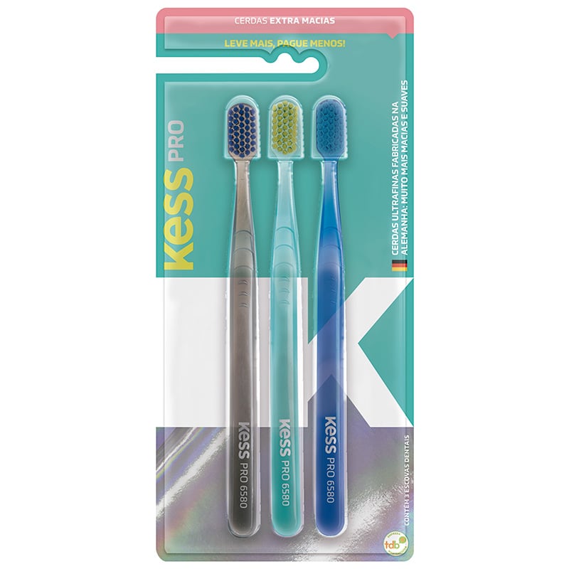 Kess Pro 6580 - Pack com 3 Escovas Dentais Extramacias - Ref. 2109